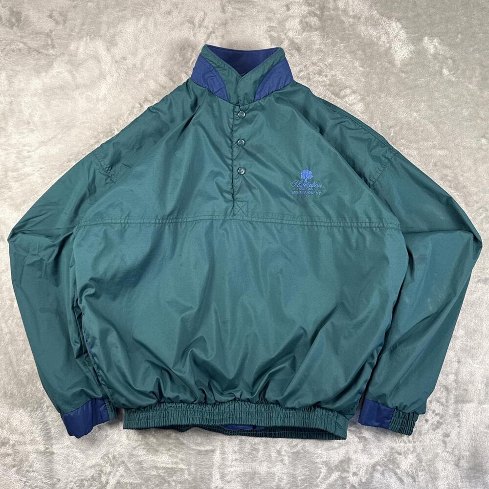 Vintage 90s sun mountain sports windbreaker Henley button up green/blue size M
